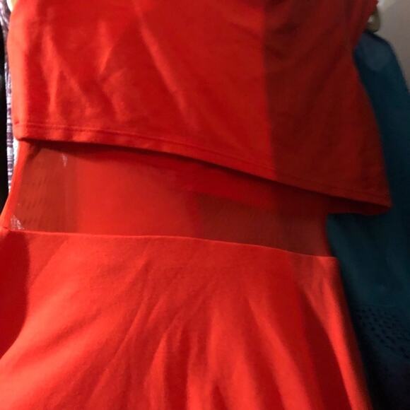 Bailey 44 Orange Skater Dress Mesh Cutout Womens SP Fit & Flare Mini Cap Sleeve - Picture 5 of 8